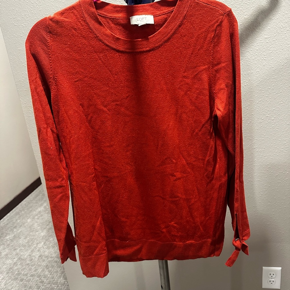 LOFT Red Crew Neck Sweatshirt